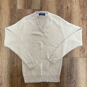 VTG Puritan Beige V-Neck Sweater Womens M Made in USA Knit luxury  preppy cozy